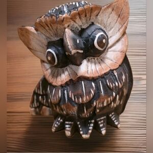Carved Wooden Owl Small Size